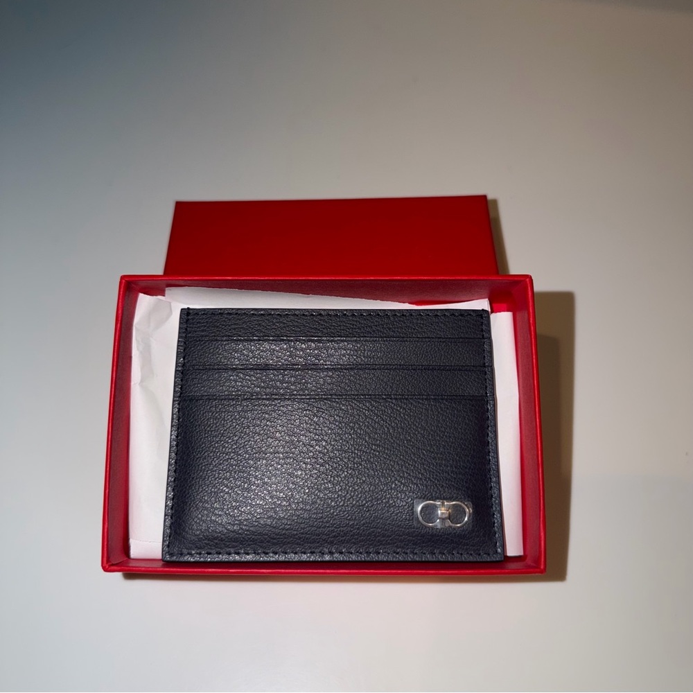 Salvatore Ferragamo Blue Leather Card Holder